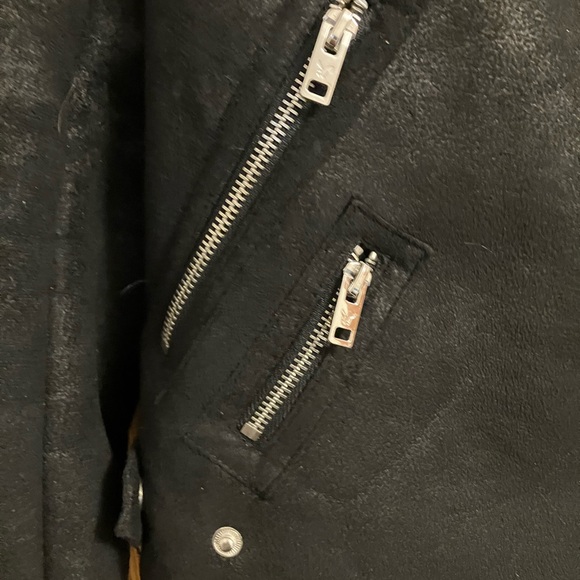 American Eagle Outfitters Black Motorcycle Jacket with Fleece Collar S/P - Picture 7 of 8